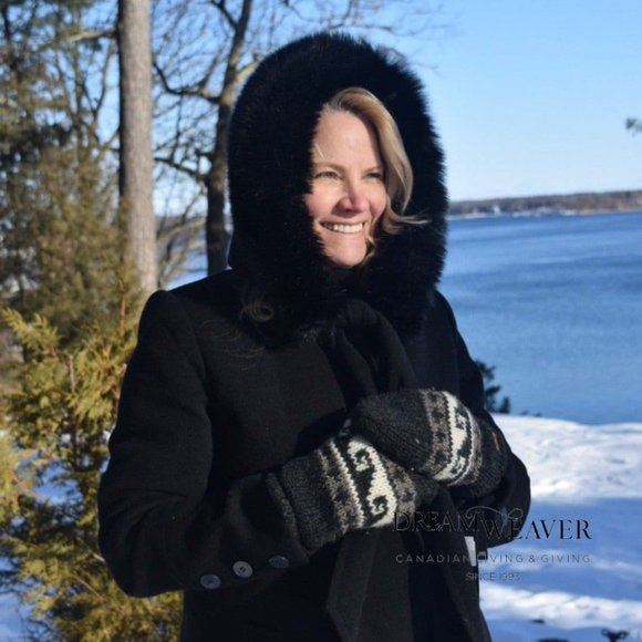 Black Dress Coat with Faux Fur Hood and Scarf - Picture 8 of 11